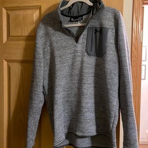Mens grey quarter zip with front zip pocket